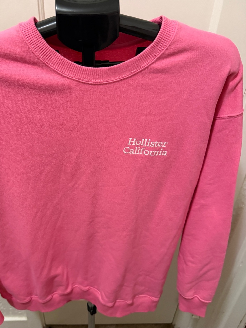 Hollister Pink oversized Crewneck with White Chest Logo